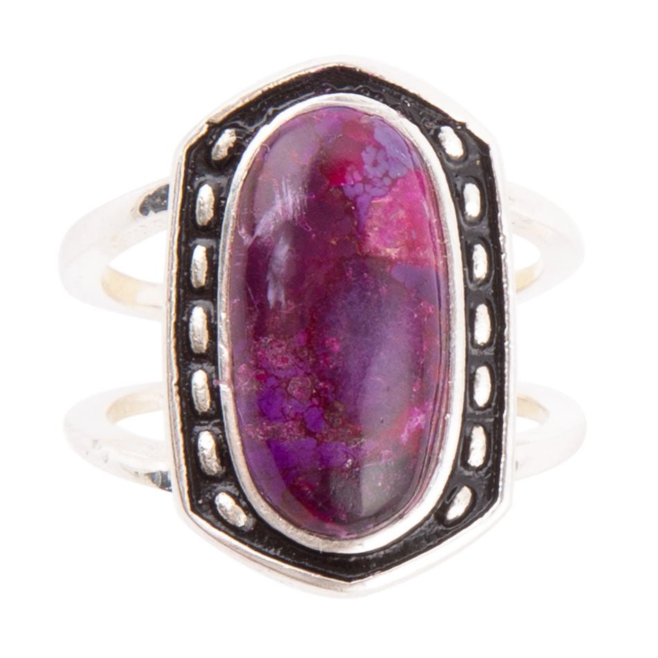 Shielded Purple Turquoise and Sterling Silver Ring detail view by Barse Jewelry