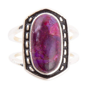 Shielded Purple Turquoise and Sterling Silver Ring detail view by Barse Jewelry