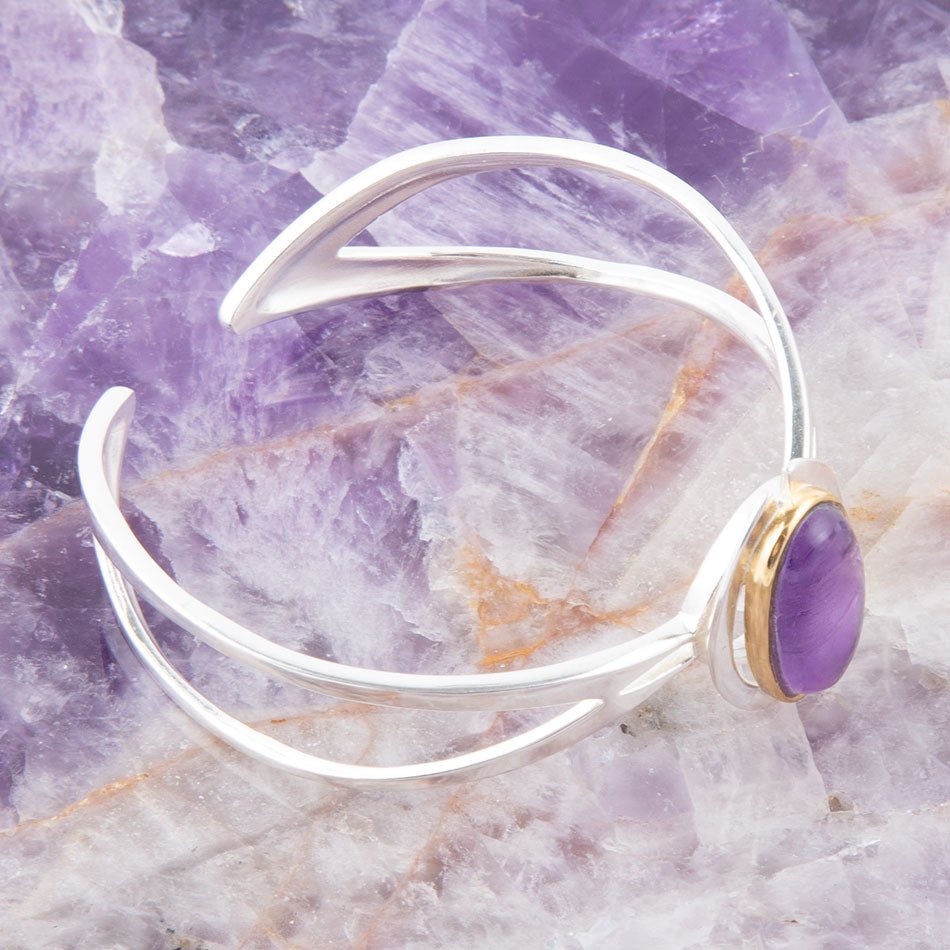 Shine Bright Amethyst Cuff Bracelet detail view by Barse Jewelry