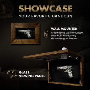 Wall Mounted Pistol Display Case - Handcrafted Gun Cabinet with Magnetic Lock for Secure Storage - Quick Access Gun Display Case with Mount & Customiz by Bellewood Designs