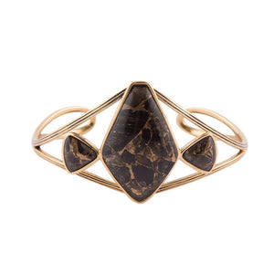 Shungite and Bronze Cuff detail view by Barse Jewelry