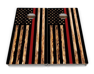 Blue & Red Line Burnt Flag Cornhole Boards - Professional Tournament Series