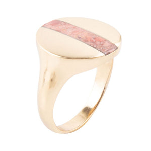 Signet Orange Sponge Coral and Golden Circle Ring by Barse Jewelry