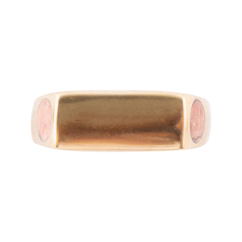Signet Orange Sponge Coral and Bronze In The Hole Ring detail view by Barse Jewelry