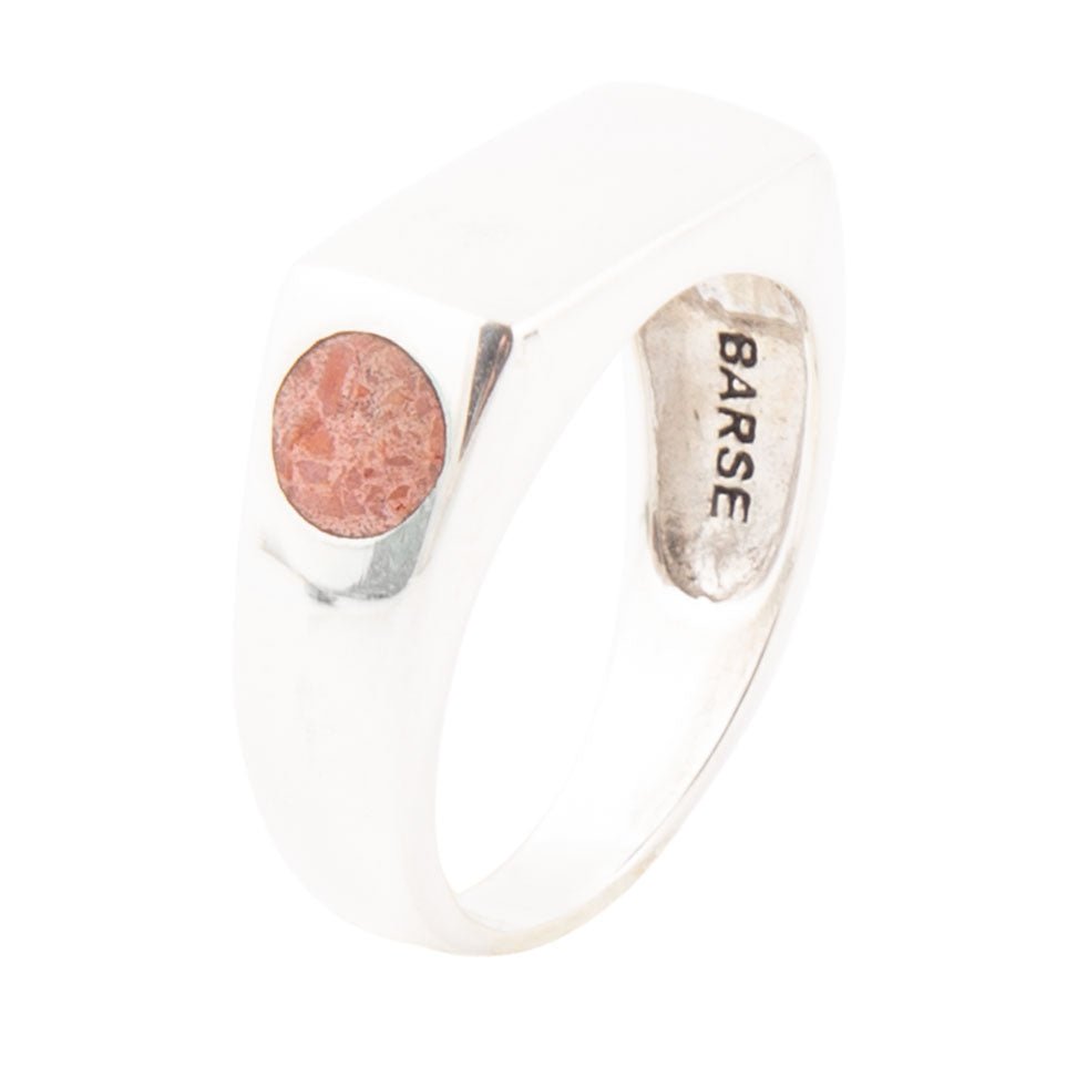 Signet Orange Sponge Coral and Sterling Silver In The Hole Ring by Barse Jewelry