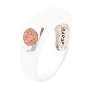 Signet Orange Sponge Coral and Sterling Silver In The Hole Ring by Barse Jewelry