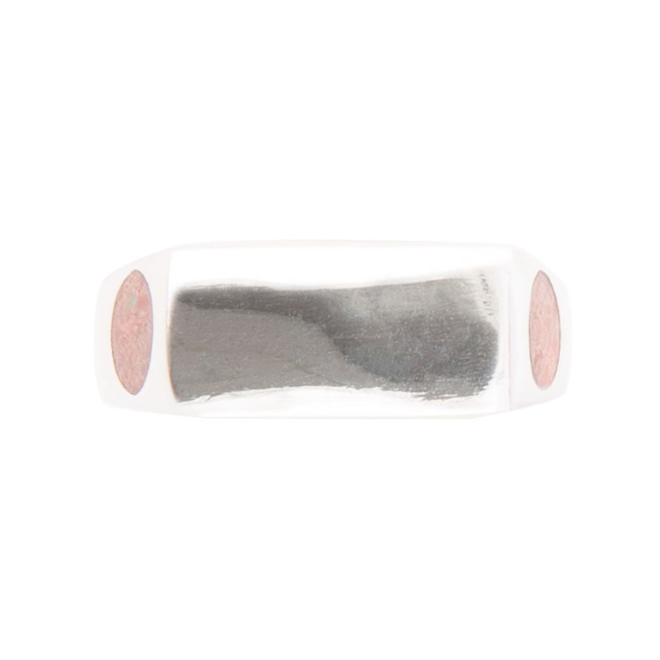 Signet Orange Sponge Coral and Sterling Silver In The Hole Ring detail view by Barse Jewelry