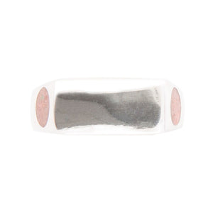 Signet Orange Sponge Coral and Sterling Silver In The Hole Ring detail view by Barse Jewelry
