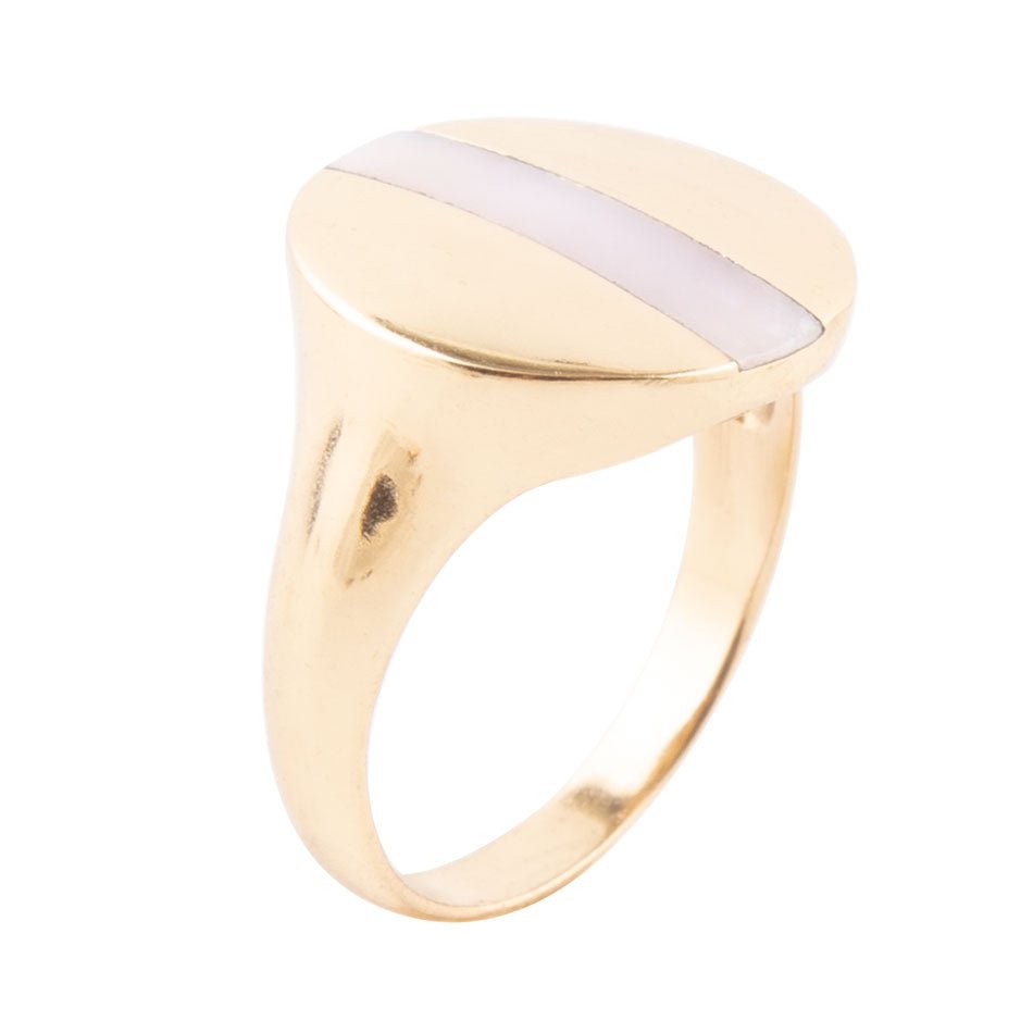 Signet Pink Opal and Bronze Circle Ring by Barse Jewelry