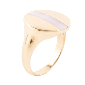 Signet Pink Opal and Bronze Circle Ring by Barse Jewelry
