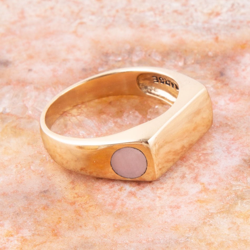Signet Pink Opal and Bronze In The Hole Ring detail view by Barse Jewelry