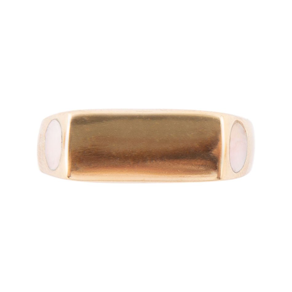 Signet Pink Opal and Bronze In The Hole Ring detail view by Barse Jewelry