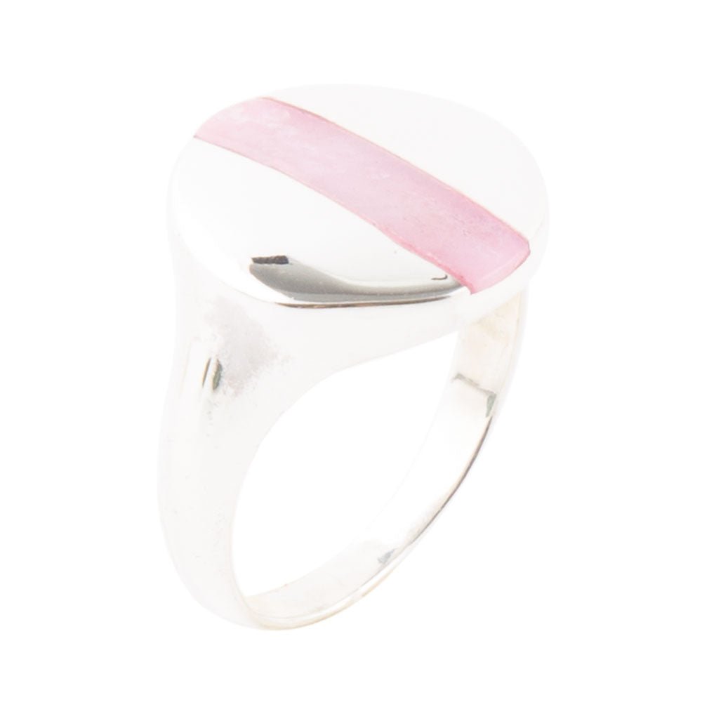 Signet Pink Opal and Sterling Silver Circle Ring by Barse Jewelry