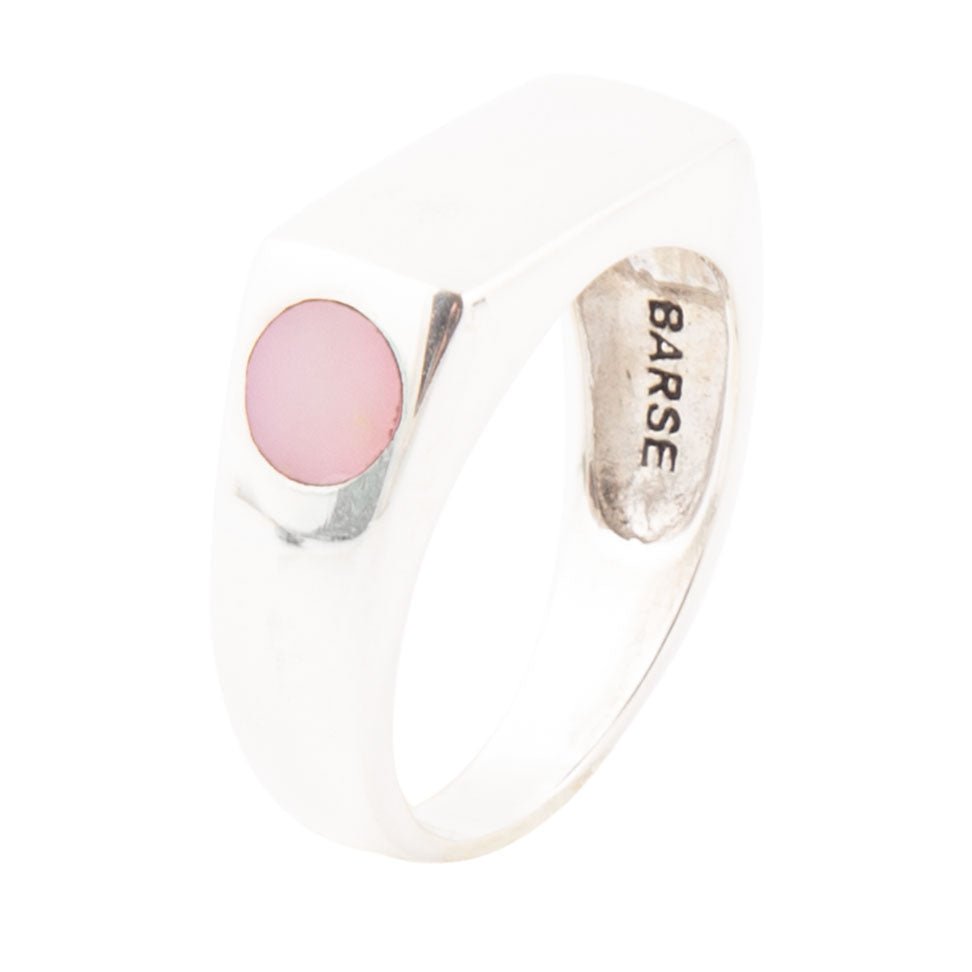 Signet Pink Opal and Sterling Silver In The Hole Ring by Barse Jewelry