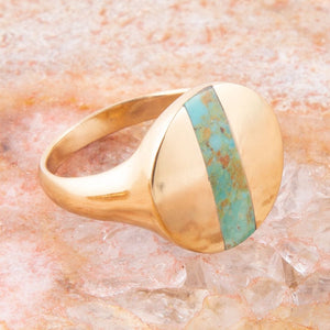 Signet Turquoise and Bronze Circle Ring detail view by Barse Jewelry