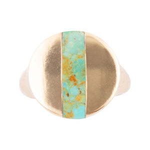 Signet Turquoise and Bronze Circle Ring detail view by Barse Jewelry