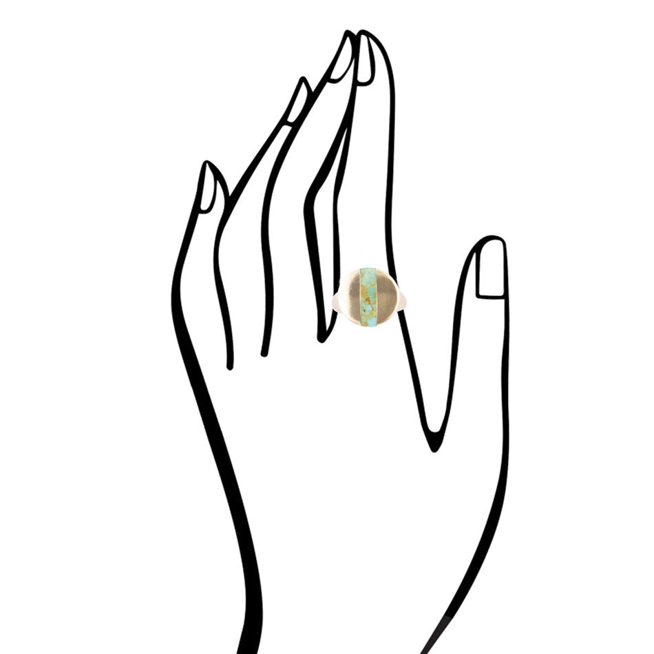 Signet Turquoise and Bronze Circle Ring detail view by Barse Jewelry