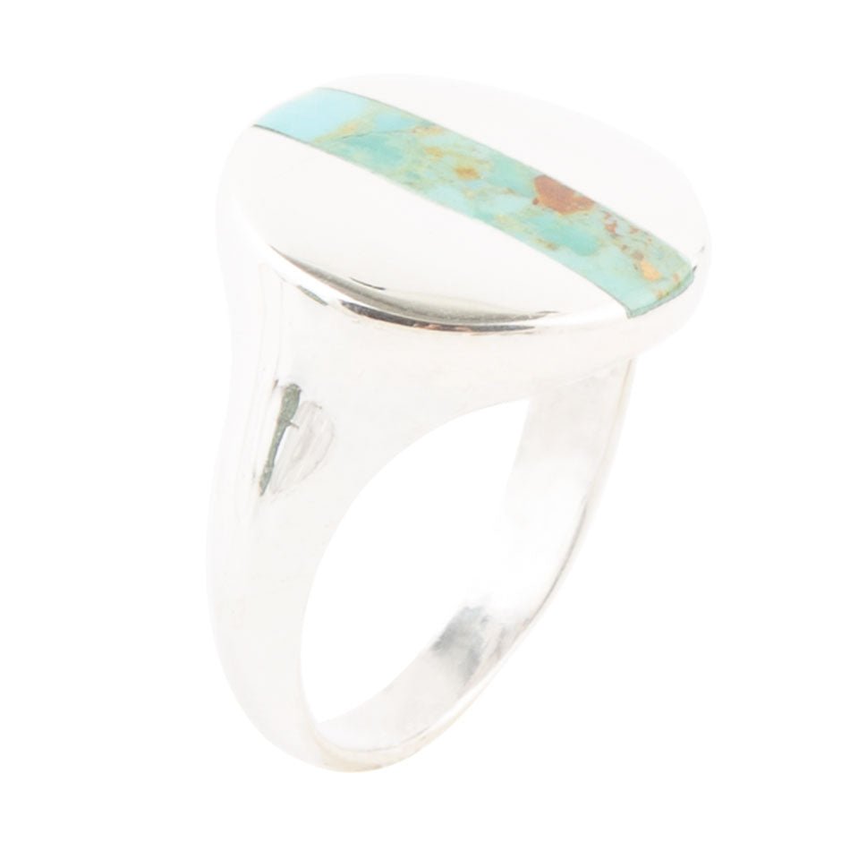 Signet Turquoise and Sterling Silver Circle Ring by Barse Jewelry