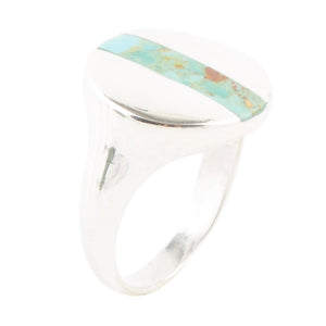 Signet Turquoise and Sterling Silver Circle Ring by Barse Jewelry