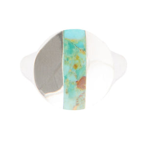 Signet Turquoise and Sterling Silver Circle Ring detail view by Barse Jewelry