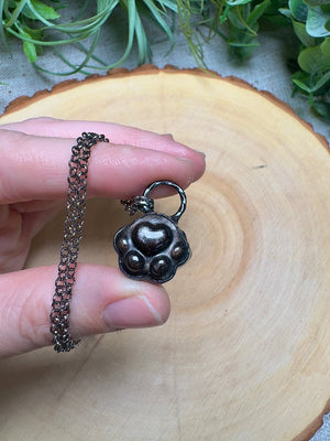 Silver Sheen Obsidian Paw Necklace by Copper Ashes