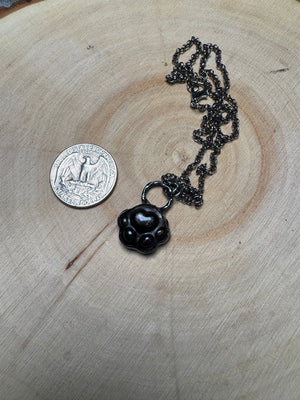 Silver Sheen Obsidian Paw Necklace detail view by Copper Ashes