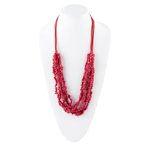 Six Strand Red Magnesite Necklace detail view by Barse Jewelry