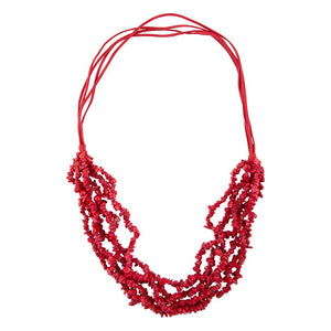 Six Strand Red Magnesite Necklace detail view by Barse Jewelry