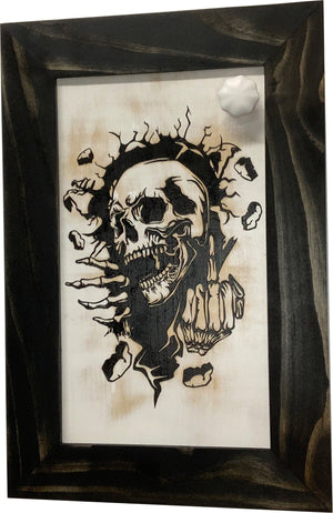 Gothic Skull Giving Middle Finger Decorative Gun Cabinet To Securely Store Your Gun In Any Room! by Bellewood Designs, Southern home decor detail photo 3