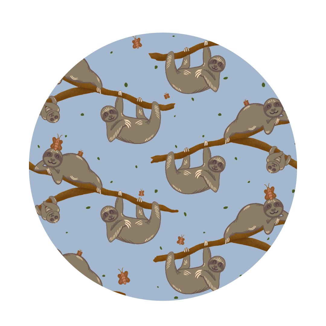 Additional view of Sloth bamboo baby zip pajamas with hand drawn animal print