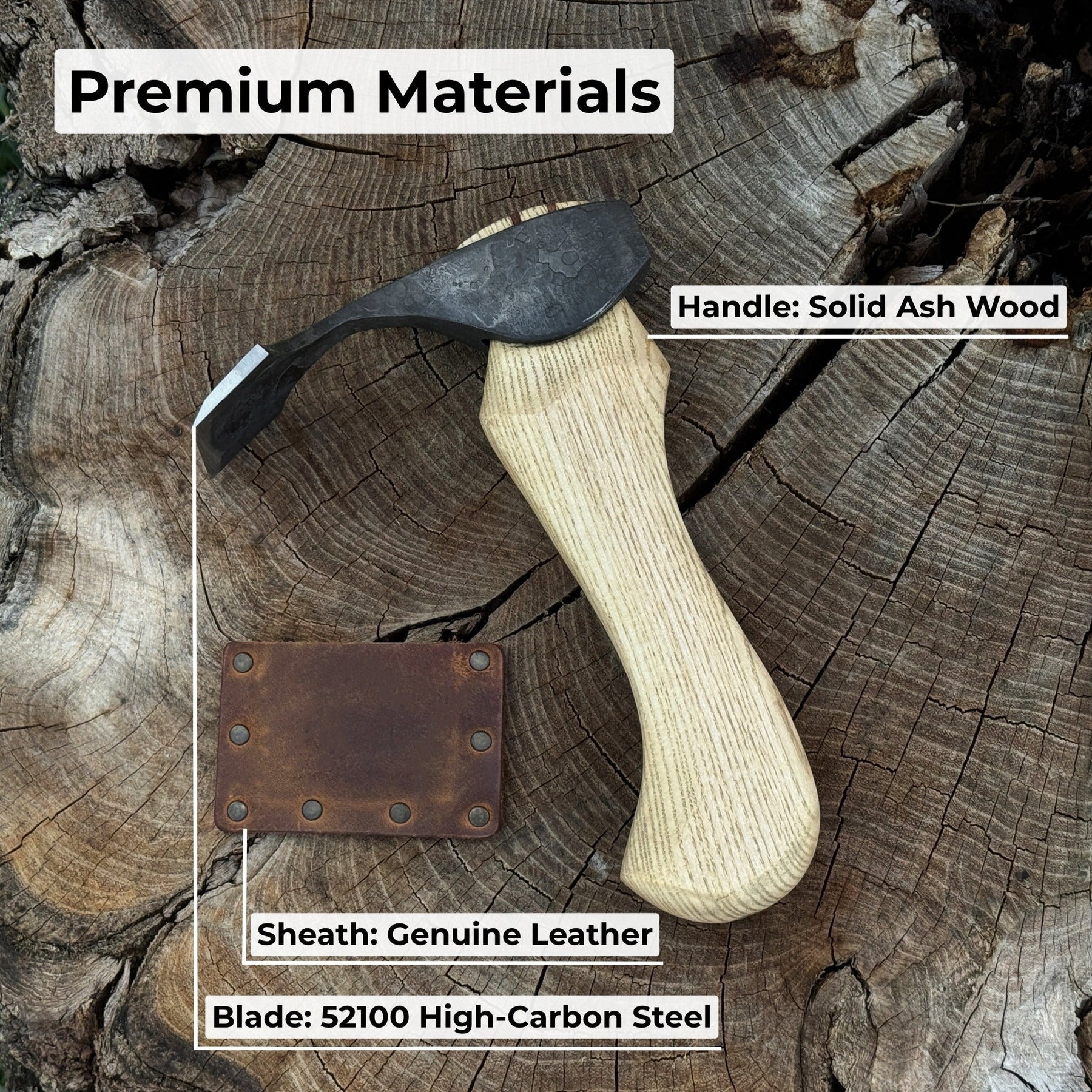Small Adze with Straight (Flat) Blade, 5.5 cm (2.2 in) detail view by Sharky Forged Steel Tools