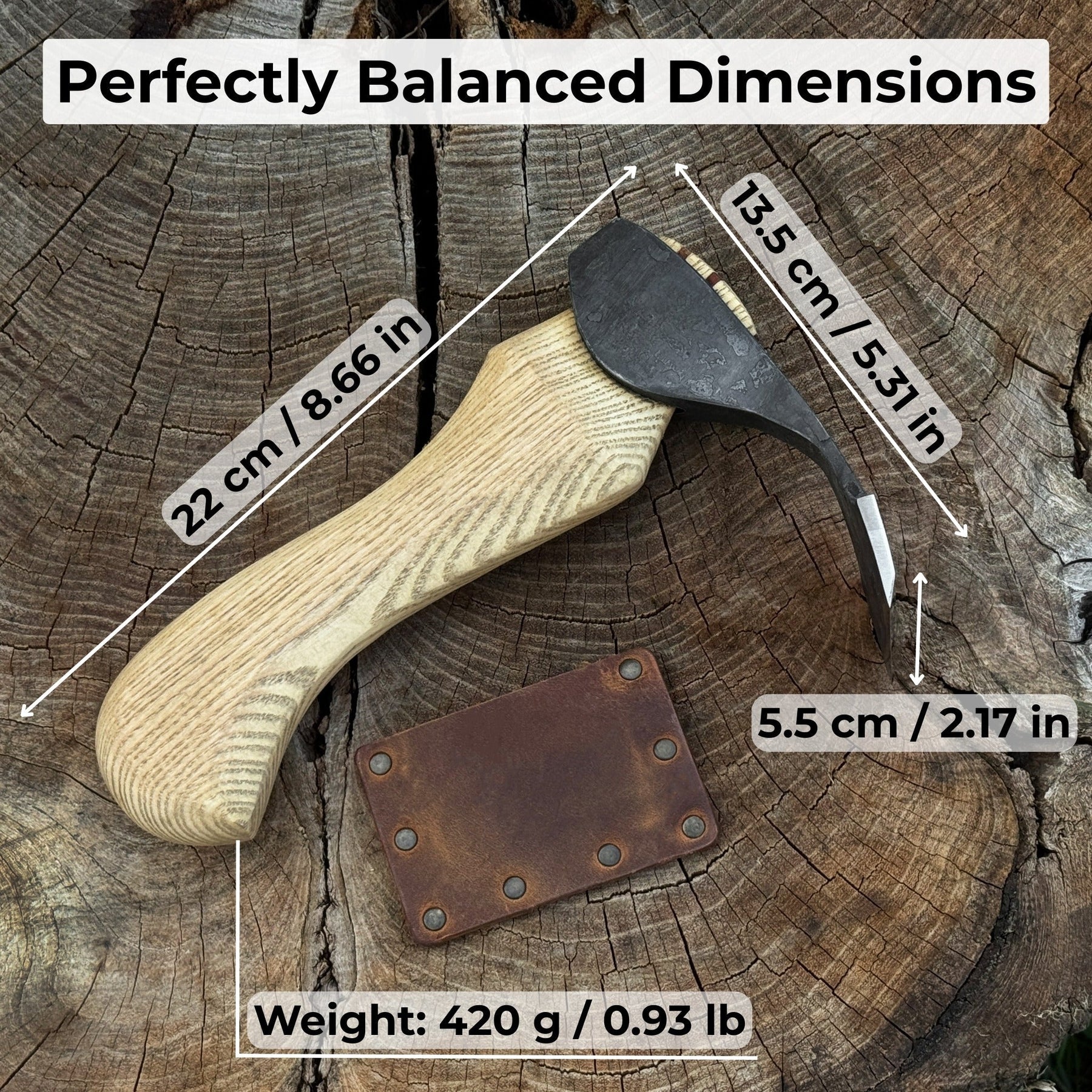 Small Adze with Straight (Flat) Blade, 5.5 cm (2.2 in) detail view by Sharky Forged Steel Tools