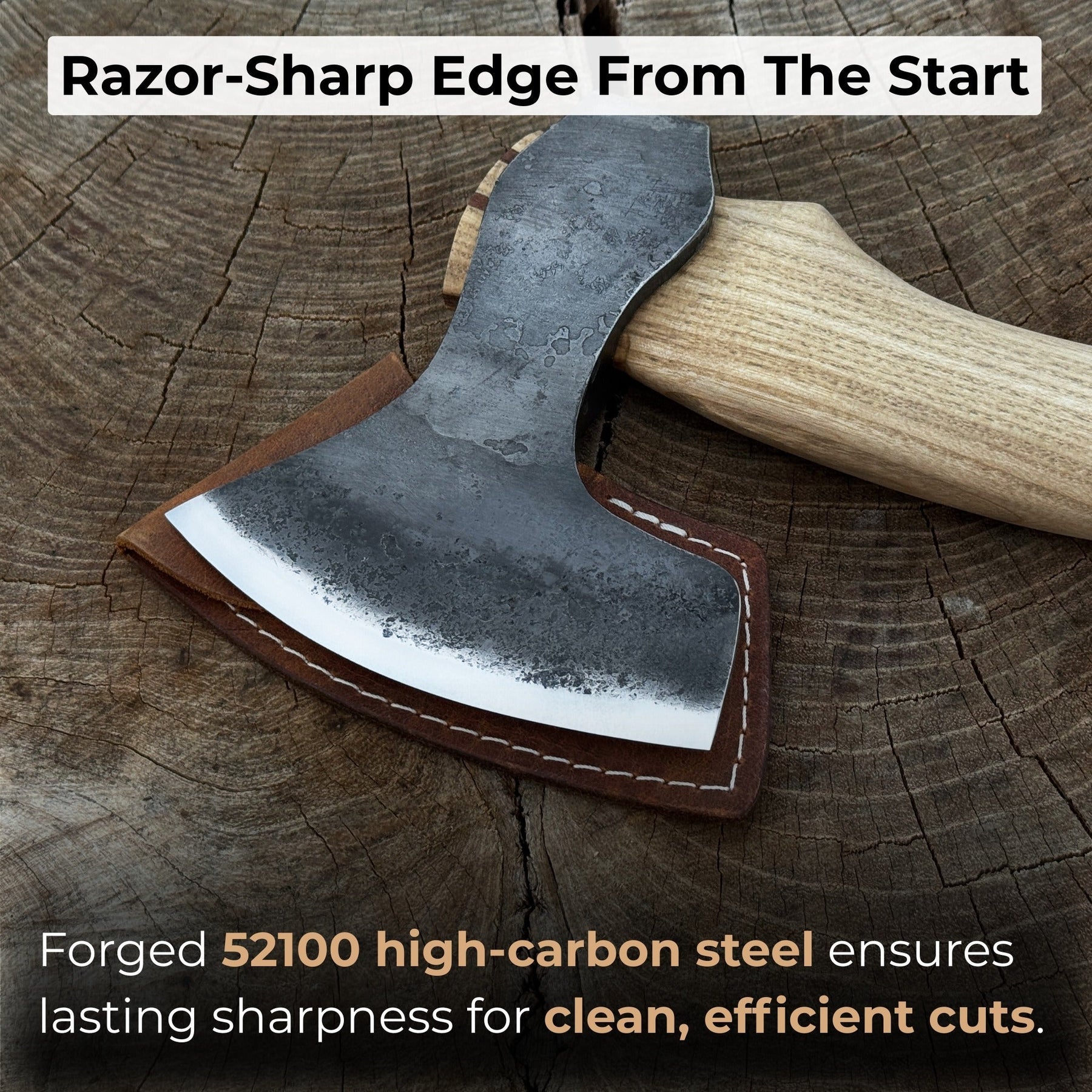 Small Carving Axe, 0.54 kg (1.19 lbs) detail view by Sharky Forged Steel Tools