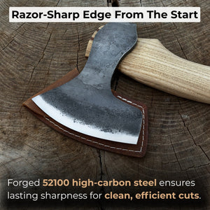 Small Carving Axe, 0.54 kg (1.19 lbs) detail view by Sharky Forged Steel Tools