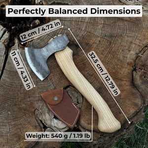 Small Carving Axe, 0.54 kg (1.19 lbs) detail view by Sharky Forged Steel Tools