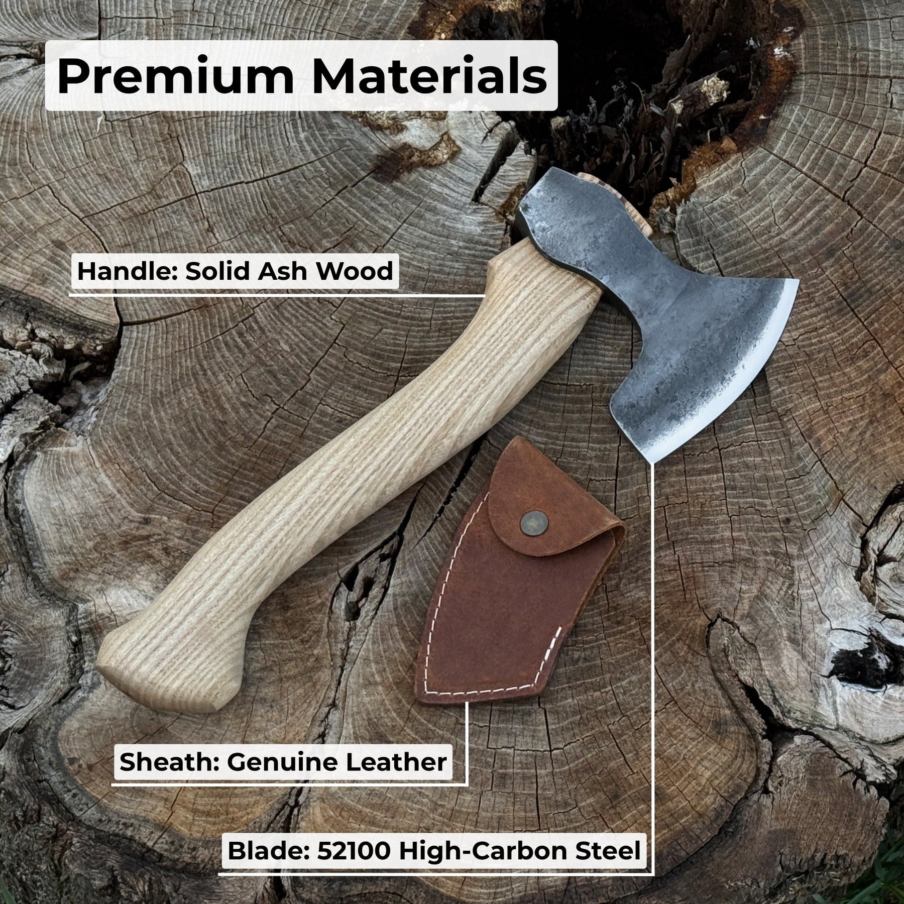 Small Carving Axe, 0.54 kg (1.19 lbs) detail view by Sharky Forged Steel Tools