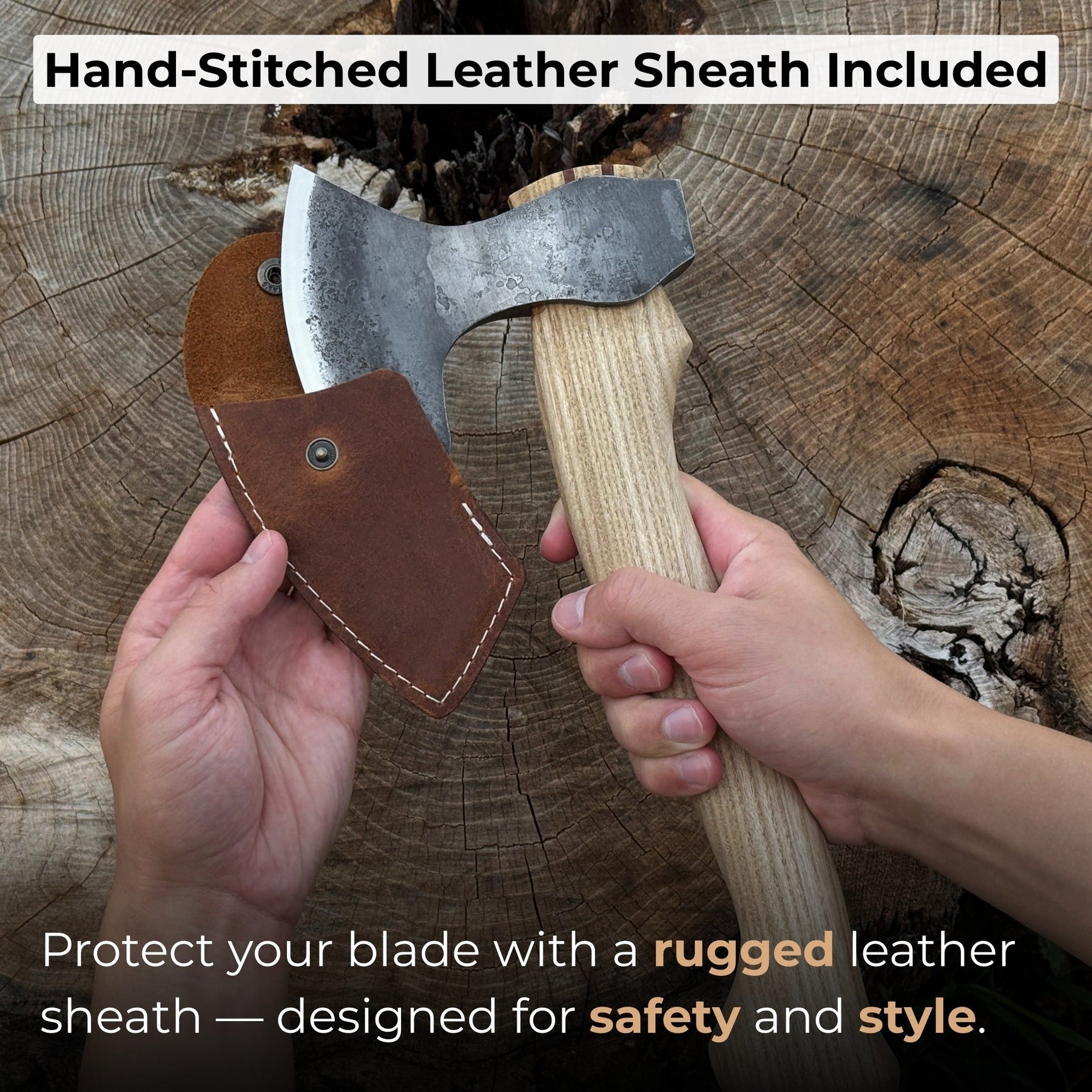 Small Carving Axe, 0.54 kg (1.19 lbs) detail view by Sharky Forged Steel Tools