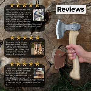 Small Carving Axe, 0.54 kg (1.19 lbs) detail view by Sharky Forged Steel Tools
