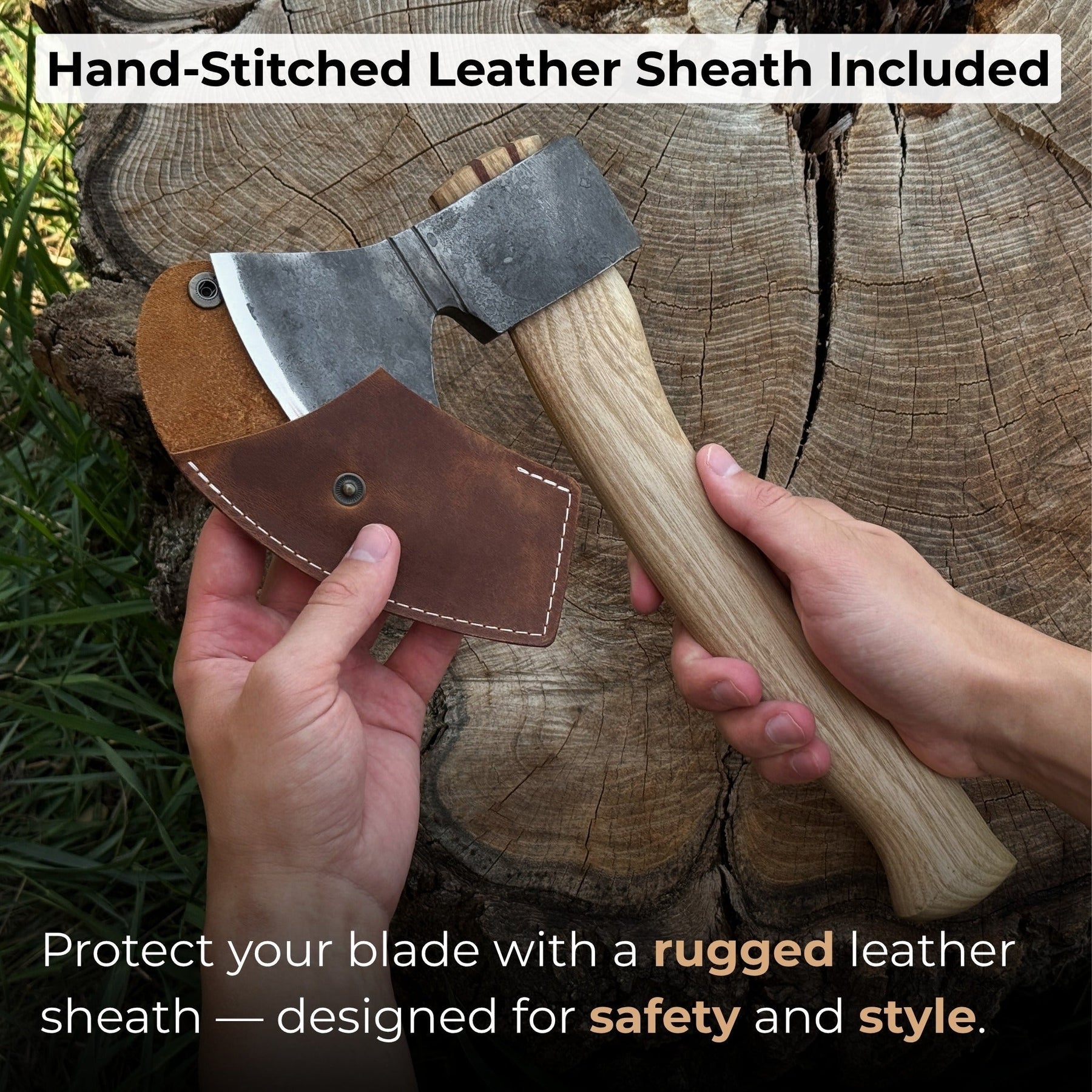 Small Carving Axe, 0.65 kg (1.43 lb) detail view by Sharky Forged Steel Tools