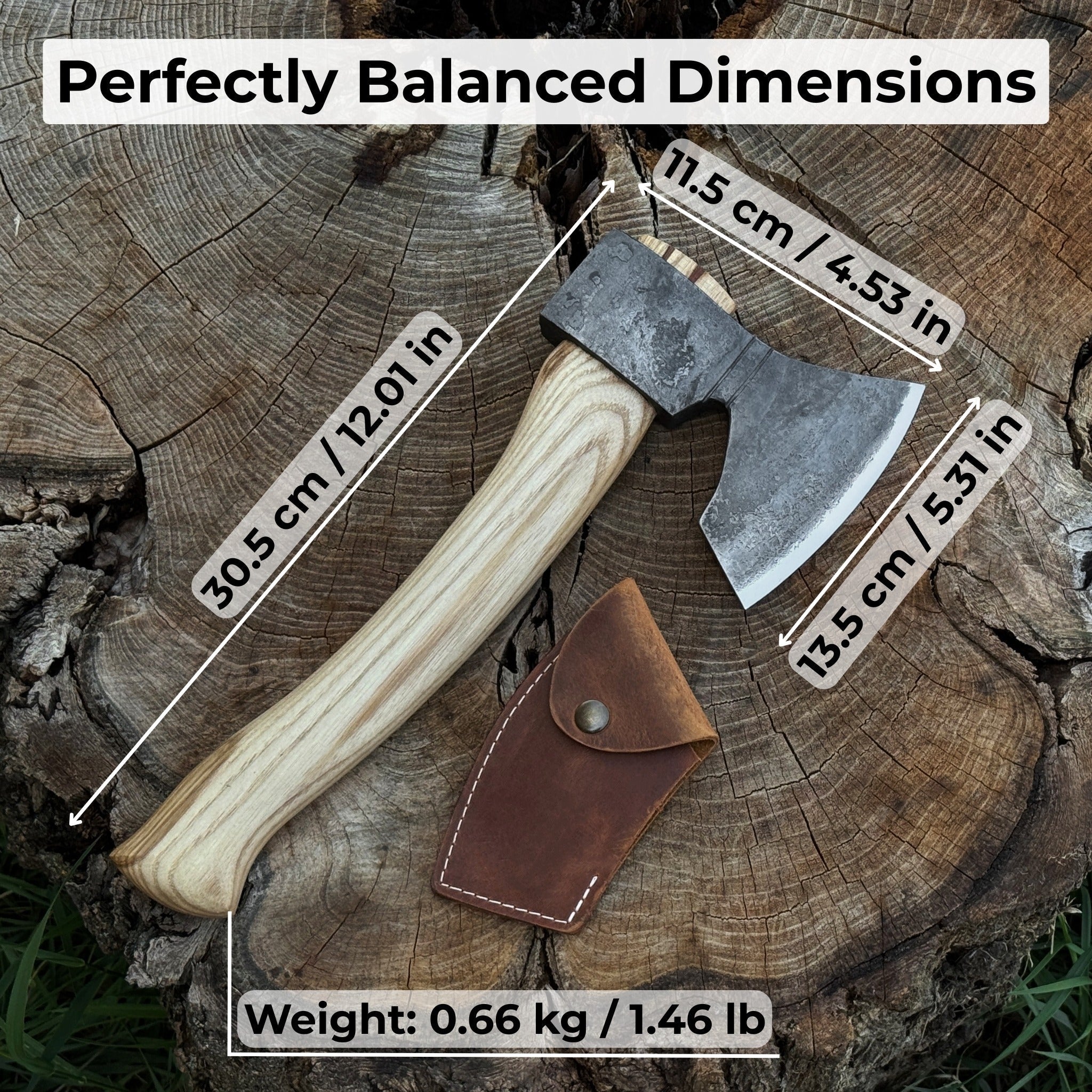 Small Carving Axe, 0.65 kg (1.43 lb) detail view by Sharky Forged Steel Tools