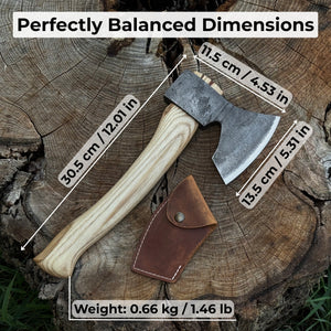 Small Carving Axe, 0.65 kg (1.43 lb) detail view by Sharky Forged Steel Tools
