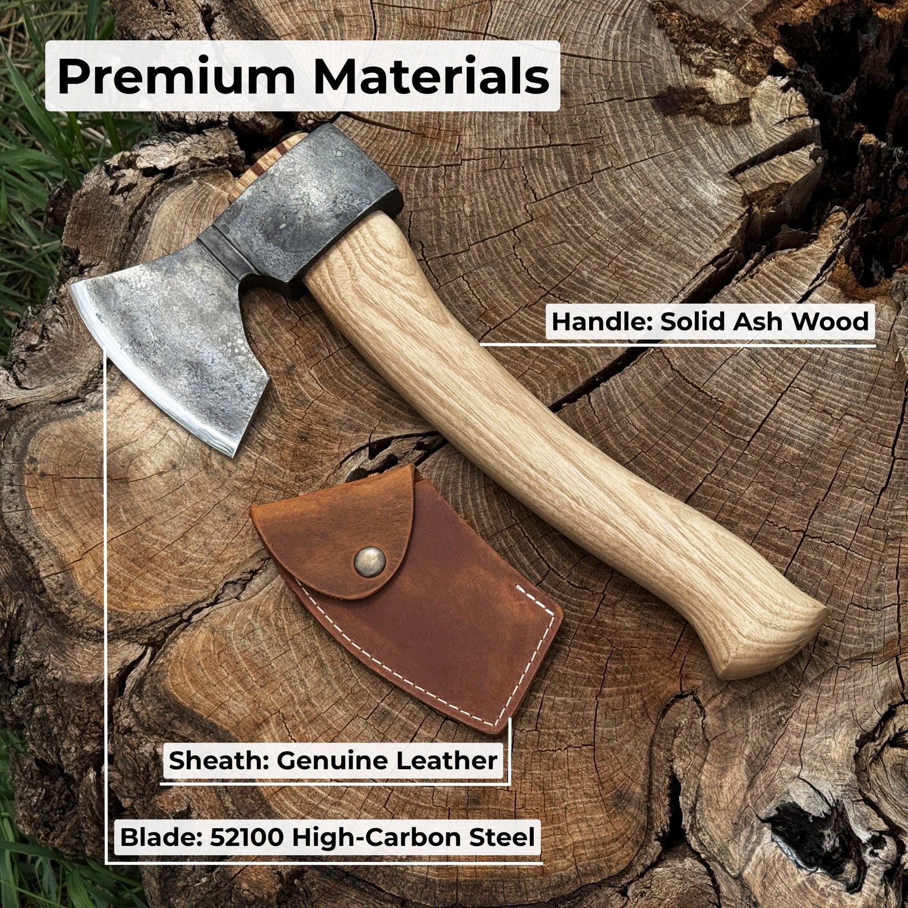 Small Carving Axe, 0.65 kg (1.43 lb) detail view by Sharky Forged Steel Tools