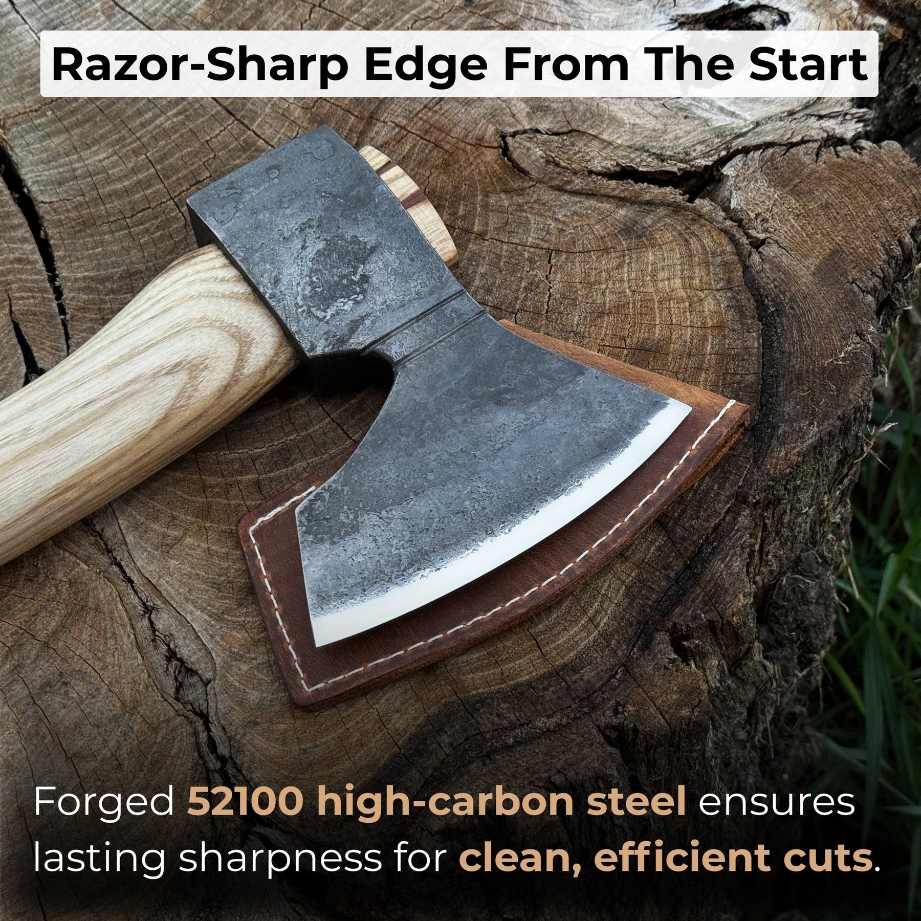 Small Carving Axe, 0.65 kg (1.43 lb) detail view by Sharky Forged Steel Tools