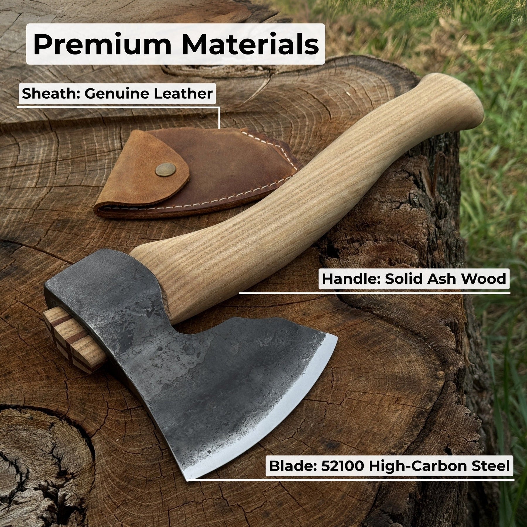 Small Carving Axe, 0.66 kg (1.46 lb) detail view by Sharky Forged Steel Tools