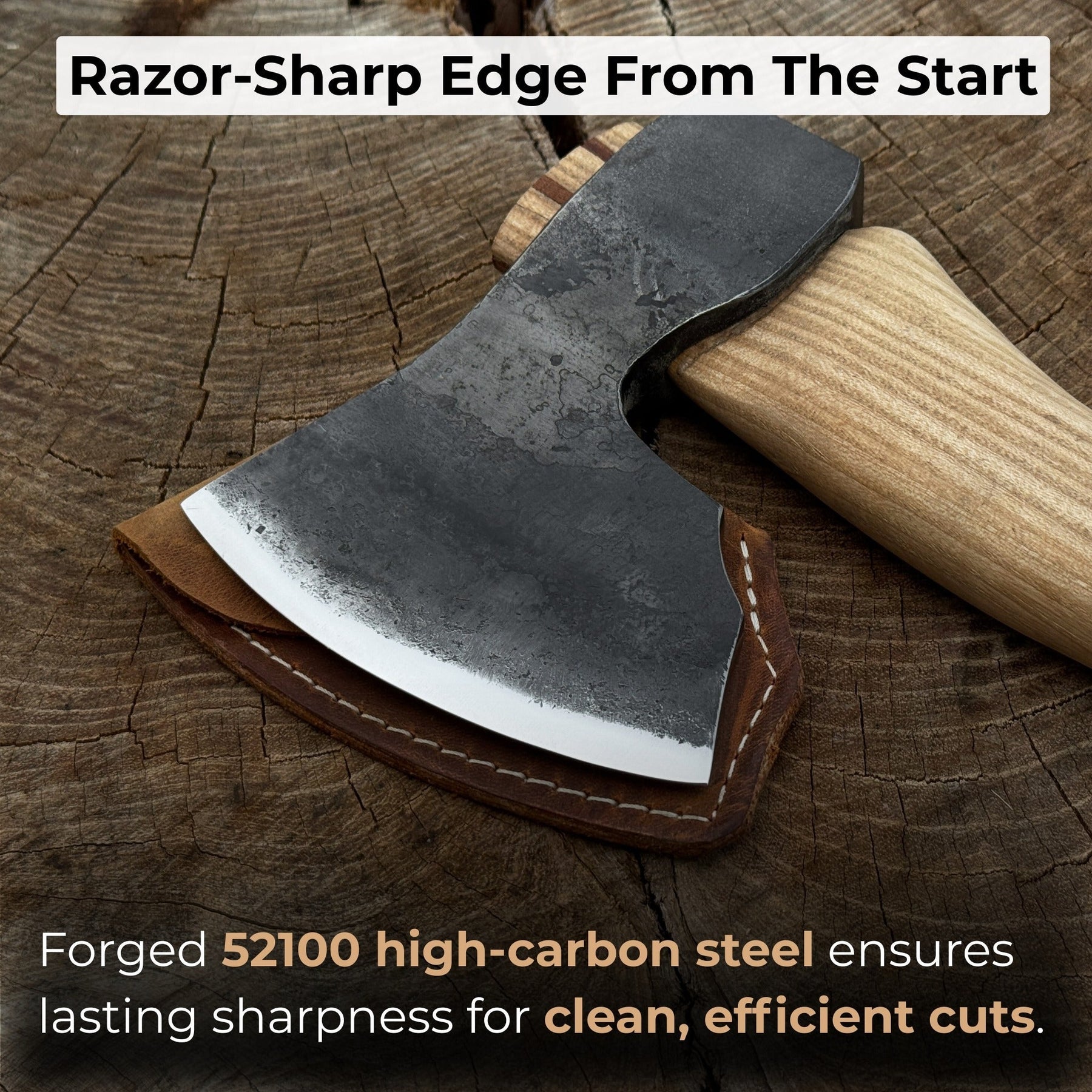 Small Carving Axe, 0.66 kg (1.46 lb) detail view by Sharky Forged Steel Tools