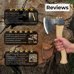 Small Carving Axe, 0.66 kg (1.46 lb) detail view by Sharky Forged Steel Tools