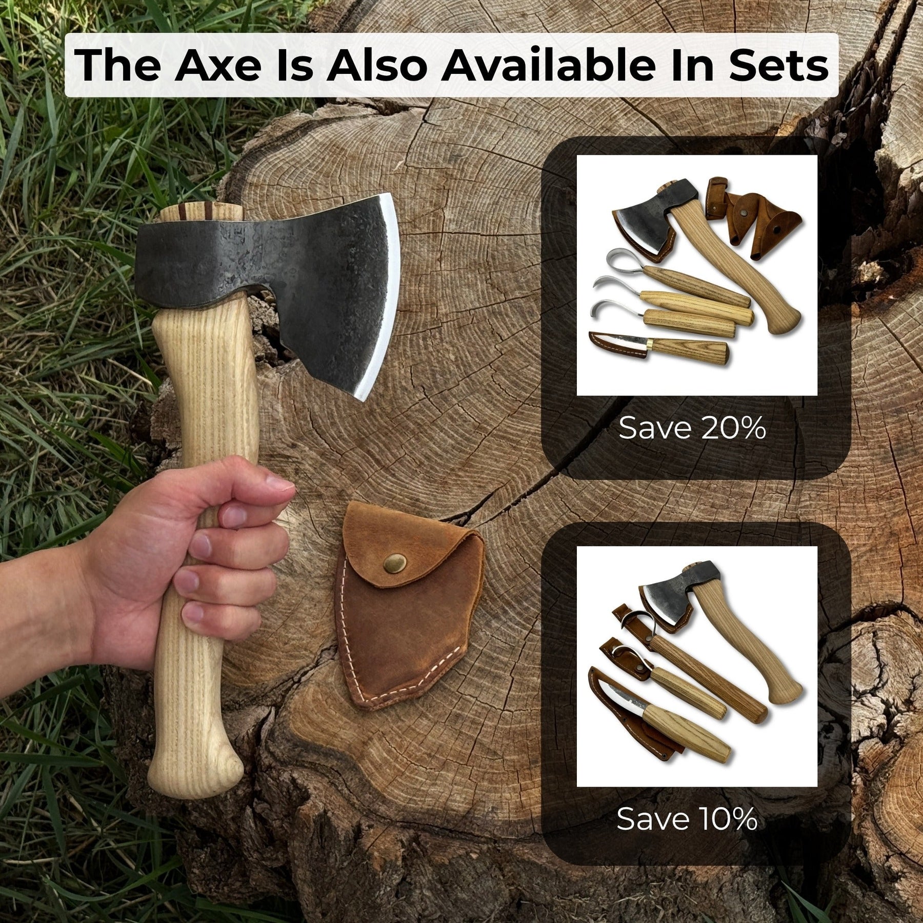 Small Carving Axe, 0.66 kg (1.46 lb) detail view by Sharky Forged Steel Tools
