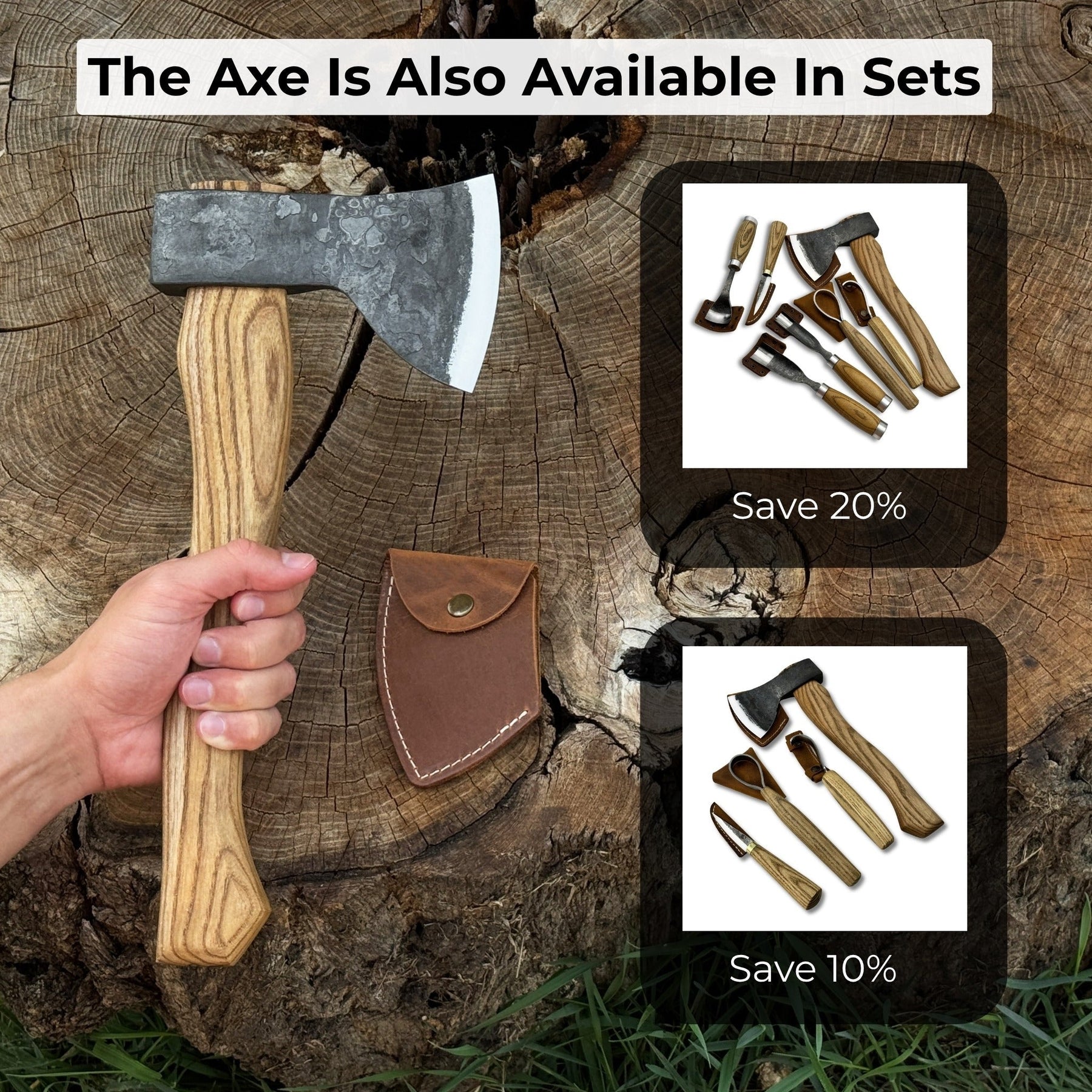 Small Carving Axe, 0.7 kg (1.54 lb) detail view by Sharky Forged Steel Tools