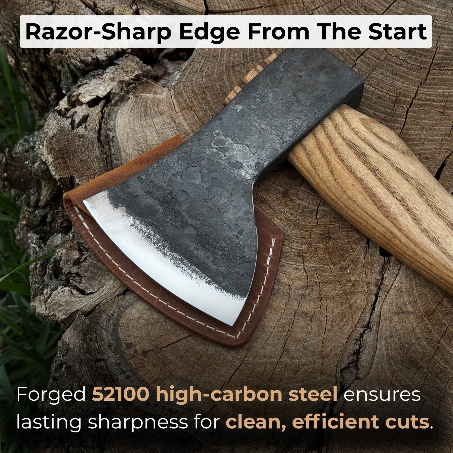 Small Carving Axe, 0.7 kg (1.54 lb) detail view by Sharky Forged Steel Tools