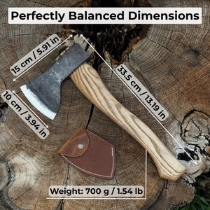 Small Carving Axe, 0.7 kg (1.54 lb) detail view by Sharky Forged Steel Tools